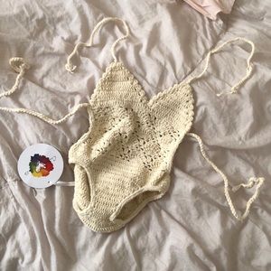 Cream crochet bathing suit for 0 to 12months